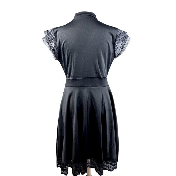 SOLD SOLD SOLD Gothic Whimsigoth Black Lace Dress with keyhole Neck Bow - Picture 7 of 12